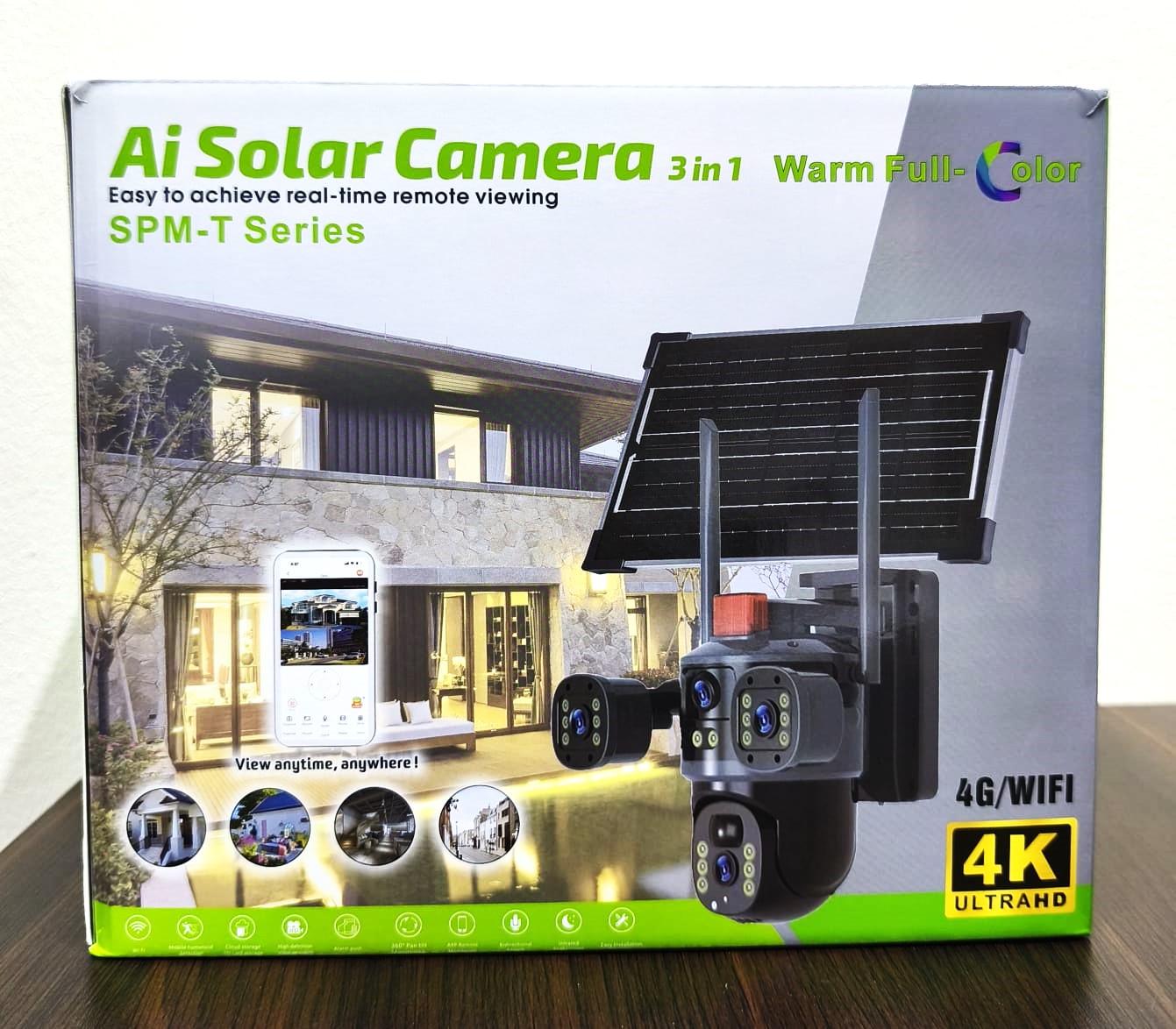 AI Solar Camera 3 in 1 Warm full-colour ULTRA HD 4G 4K Real-time video