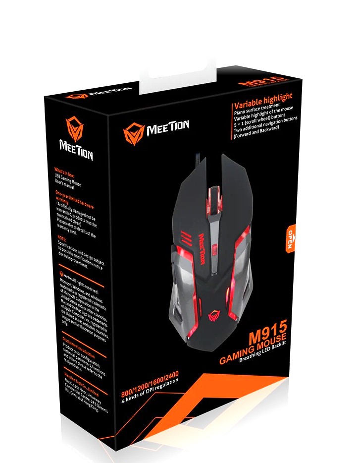 Meetion Gaming Mouse M915 Variable Highlight 5+1 Scroll buttons 2 more